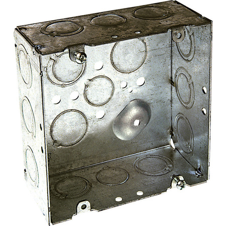 Raco Electrical Box, 42 cu in, Square Box, Steel, Square 8257